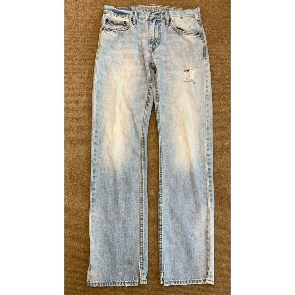 American Eagle Jeans Mens 29x32 Slim Straight Low Rise Distressed Vintage Denim